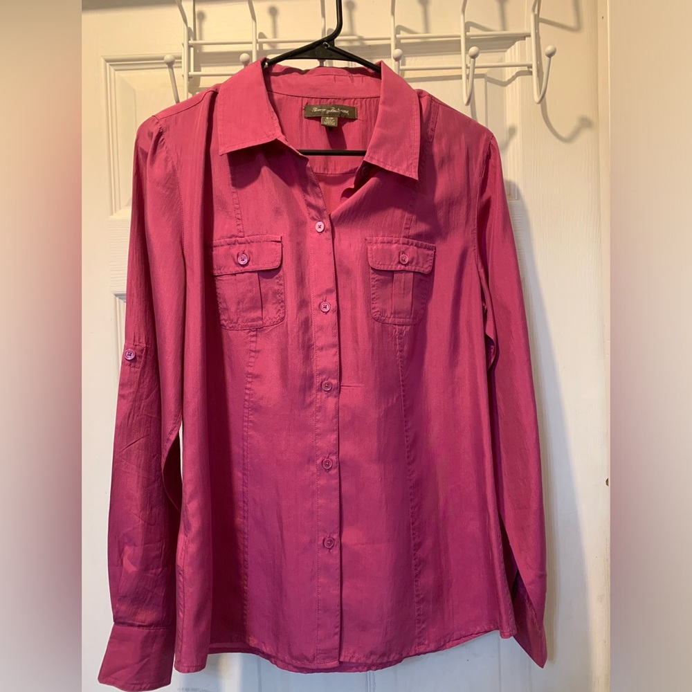 Bright pink Tommy Bahama silk shirt